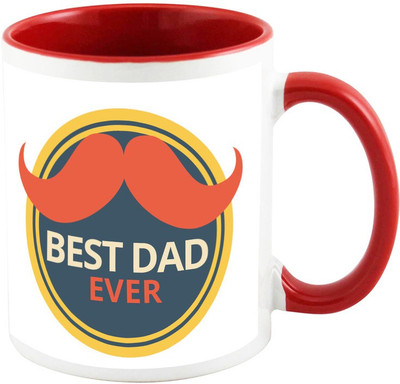 

AllUPrints Best Dad Ever Red Ceramic Mug(325 ml)