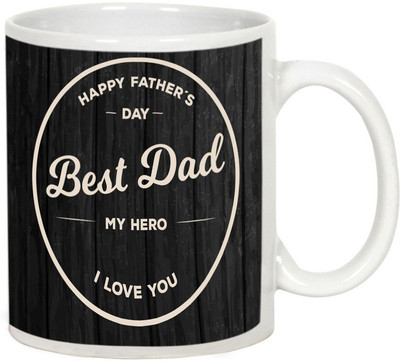 

AllUPrints Best Dad My Hero White Ceramic Mug(325 ml)
