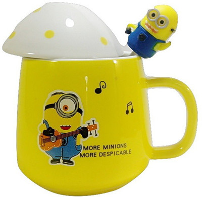 

Artistic India Minion With Lid & Spoon-- Ceramic Mug(350 ml), Yellow