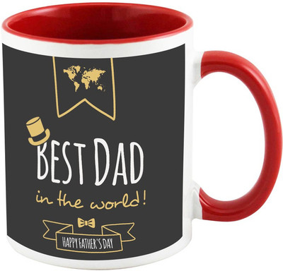 

AllUPrints Best Dad In The World Red Ceramic Mug(325 ml)