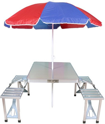 

BAMKO Matt Silver Metal Table & Bench Set(Finish Color - Matt Silver)