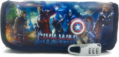 

Maurya Pustak Bhawan Civil War Captain America Pencil Pouch Blue na Art Artificial Leather Pencil Box(Set of 1, Dark Blue)