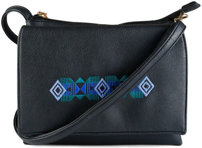 

Cappuccino Women Casual Black PU Sling Bag