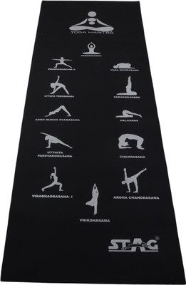 

Stag Yoga Mantra ASANA Black 4 mm Yoga Mat, Black;silver