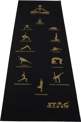 

Stag Yoga Mantra ASANA Black 4 mm Yoga Mat, Black;golden