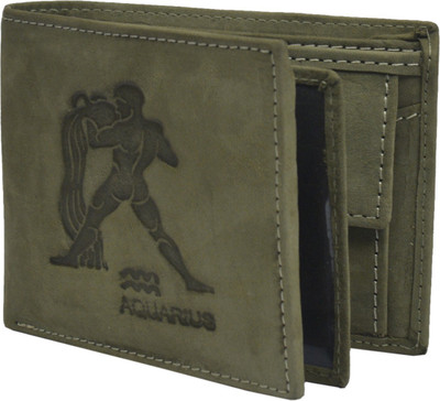 

Krosshorn Men Green Genuine Leather Wallet(7 Card Slots)