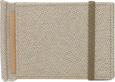 

Walletsnbags Men Casual Beige Genuine Leather Money Clip(5 Card Slots), Beige-55