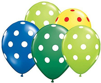 

PARTY PROPZ Printed JUNGLE THEME BIRTH DAY DECORATION / JUNGLE POLKA DOT LATEX BALLOON (SET OF 25) / JUNGLE PARTY SUPPLIES Balloon(Green, Blue, Yellow, Pack of 25)
