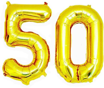 

PARTY PROPZ Solid GOLDEN 50 NUMERIC FOIL BIRTH DAY DECORATION/ GOLDEN 50 NUMERIC FOIL 16" SET OF 1/ GOLDEN 50 NUMERIC FOIL PARTY SUPPLIES Balloon(Gold, Pack of 1)