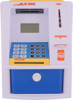 

Aarushi ATM Machine Savings Bank with Digital Screen and Electronic Calculator with Secret Code for Kids Coin Bank(Multicolor)