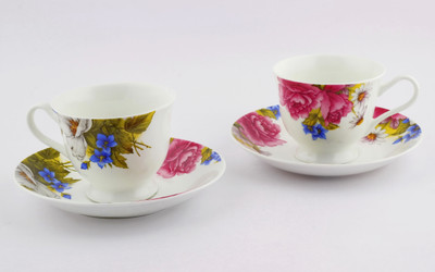 

Swagger microwave safe dishwasher safe floral bone china tea set Bone China(Multicolor, Pack of 12)