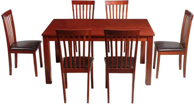 

Woodness Solid Wood 6 Seater Dining Set(Finish Color - Mahogany)