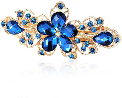 

Silverstoli Flower & Leaves Design Hair Pin(Gold, Blue)