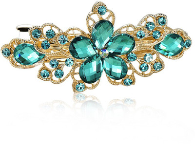 

Silverstoli Flower Design Hair Pin(Gold, Green)