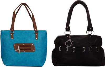 

Vera Stayle Hand-held Bag(Blue, Black), Black;blue