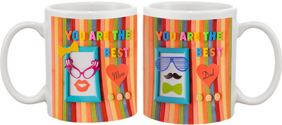 

Thirsty Guys You are the best Mom And Dad Ceramic Mug(325 ml, Pack of 2), Multicolor