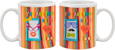 

Thirsty Guys You Are The Best Hubby And Wifey Ceramic Mug(325 ml, Pack of 2), Multicolor