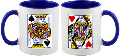 

Thirsty Guys King And Queen Inner Blue Couple Ceramic Mug(325 ml, Pack of 2), Multicolor