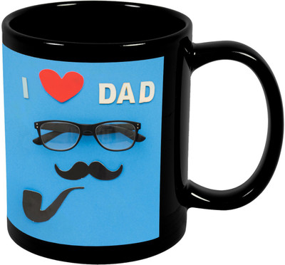 

Thirsty Guys I Love Dad Black Ceramic Mug(325 ml), Multicolor
