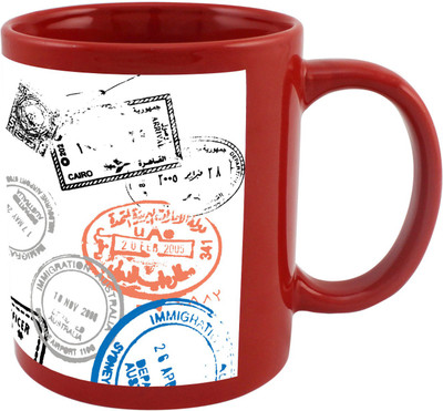 

Thirsty Guys Stamps Red Ceramic Mug(325 ml), Multicolor