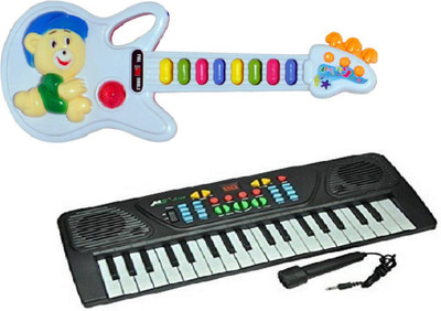 

MN OVERSEAS Musical Button Guitar and Piano with Mic(Multicolor)