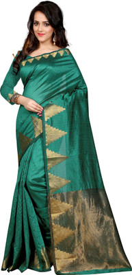

Style U Self Design Banarasi Polycotton Saree(Red, Beige), Red and chikku