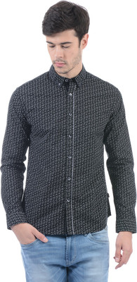 FLYING MACHINE Men Printed Casual Black, Beige Shirt