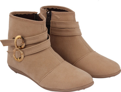 

ABJ Fashion Double Buckle Women's Stylish Beige Boots For Women(Brown
