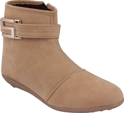

ABJ Fashion S Buckle Women's Ankle Lenght Beige Boots For Women(Beige
