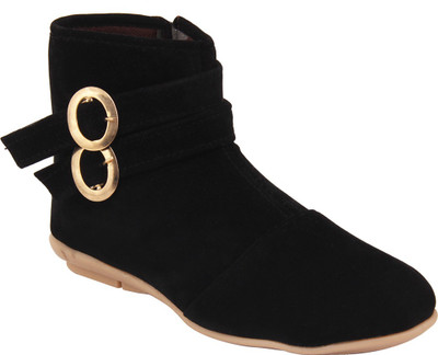 

ABJ Fashion Double Buckle Women's Ankle Lenght Black Boots For Women(Black