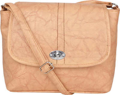 MET CARE Women Casual Beige PU Sling Bag