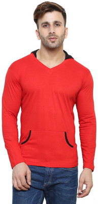 

Leana Solid Men's Hooded Red T-Shirt