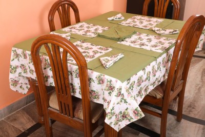 Dekor World Printed 4 Seater Table Cover(Green, Cotton)