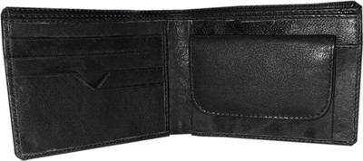 

M P Leather Store Men Black Genuine Leather Wallet(4 Card Slots)