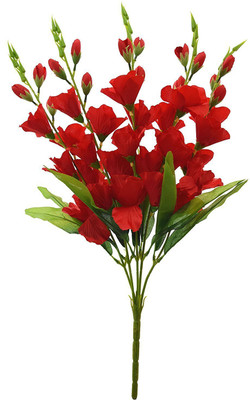 

KAYKON Beautiful Artificial Polyester Glad Bouquet Flower bunch for Home decor (15 cm x 15 cm x 62 cm) Red Orchids Artificial Flower(25 inch, Pack of 1)