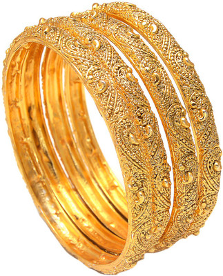 GEODE DELIGHT Copper Gold-plated Bangle Set(Pack of 4)