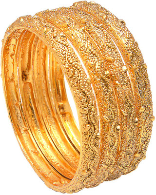 GEODE DELIGHT Copper Gold-plated Bangle Set(Pack of 4)