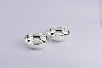 

MeLANgE FB1032 Silver Plated Bowl Set(Silver, Pack of 2)