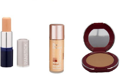 

Blue Heaven pan stick (beige) concealer,oil free foundation(natural) with follow me compact(Set of 3)