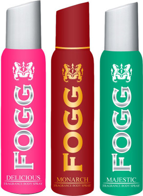 

Fogg FOGG MONARCH DEODORANT + FOGG MAJESTIC DEODORANT + FOGG DELICIOUS DEODORANT FOR WOMEN Body Spray - For Men & Women(120 ml, Pack of 3)