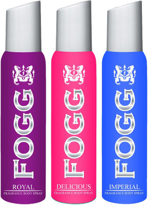 

Fogg FOGG IMPERIAL DEODORANT + FOGG ROYAL DEODORANT + FOGG DELICIOUS DEODORANT FOR WOMEN Body Spray - For Men & Women(120 ml, Pack of 3)