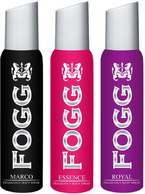 

Fogg FOGG ROYAL DEODORANT + FOGG MARCO DEODORANT + FOGG ESSENCE DEODORANT FOR WOMEN Body Spray - For Men & Women(120 ml, Pack of 3)