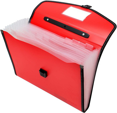 

TRANBO polypropylene Full Expanding A4 Document Organizer with 13 Pockets, Handle, Index Tab(Set Of 1, Red)