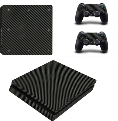 

TCOS Tech Carbon Fiber Skin Sticker Cover For PS4 Slim Console & 2 Controllers Gaming Accessory Kit(Black, For PS4)