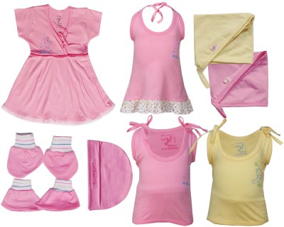 Jo Kids Wear Baby Boys & Baby Girls Casual Dress Top, Bootie, Gown, Mitten(Pink)
