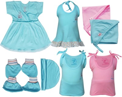 Jo Kids Wear Baby Boys & Baby Girls Casual Dress Top, Bootie, Gown, Mitten(Light Blue)