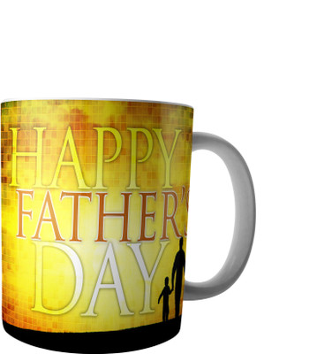 

RD Coffee mug Happy Fathers day Ceramic Mug(300 ml), Black;yellow