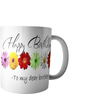 

RD Creations Happy Birthday Bro Ceramic Mug(300 ml), Multicolor