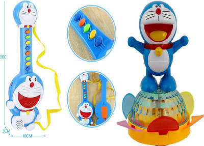 

MN OVERSEAS Combo of Musical Doreamon Dancing Toy with Button Guitar(Multicolor)
