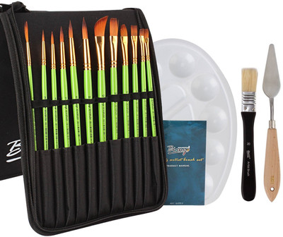 

Bianyo Filbert, Angular, Flat, Liner, Script, Round Paint Brushes(Set of 1, Green)